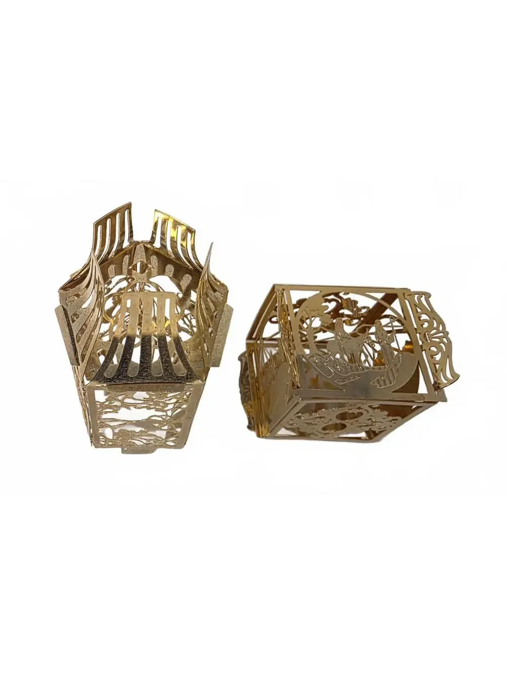 Vintage Reed & Barton Gold Filigree Christmas Ornaments Lot of 3